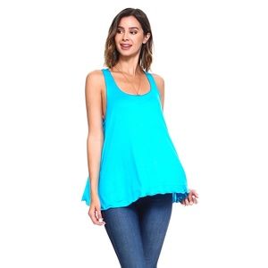 *3 Pack* Turquoise Flowy Racerback Tank Top- Plus